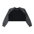 Sweet Route Raw-Hem Color-Block Raglan Crop Sweatshirt