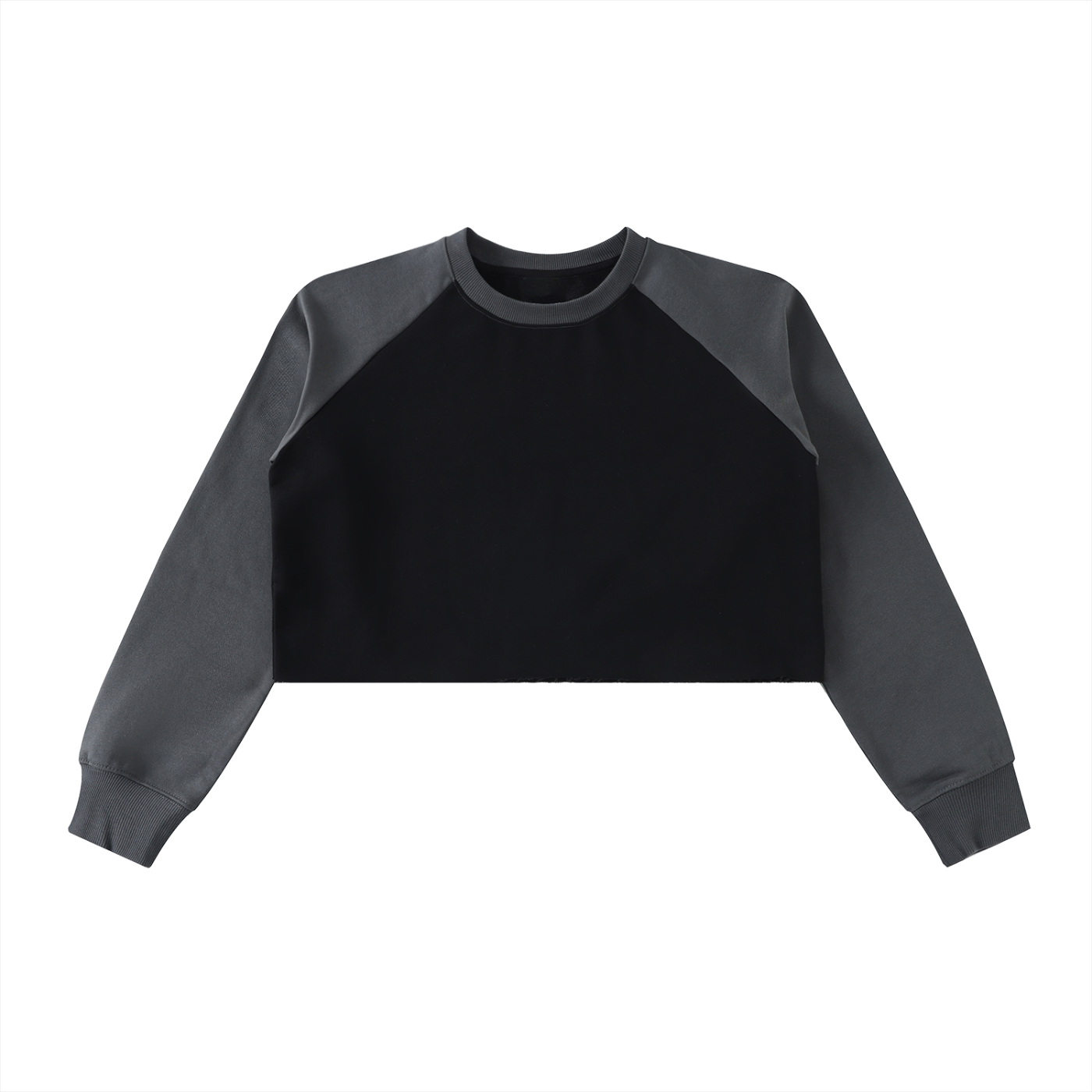 Sweet Route Raw-Hem Color-Block Raglan Crop Sweatshirt