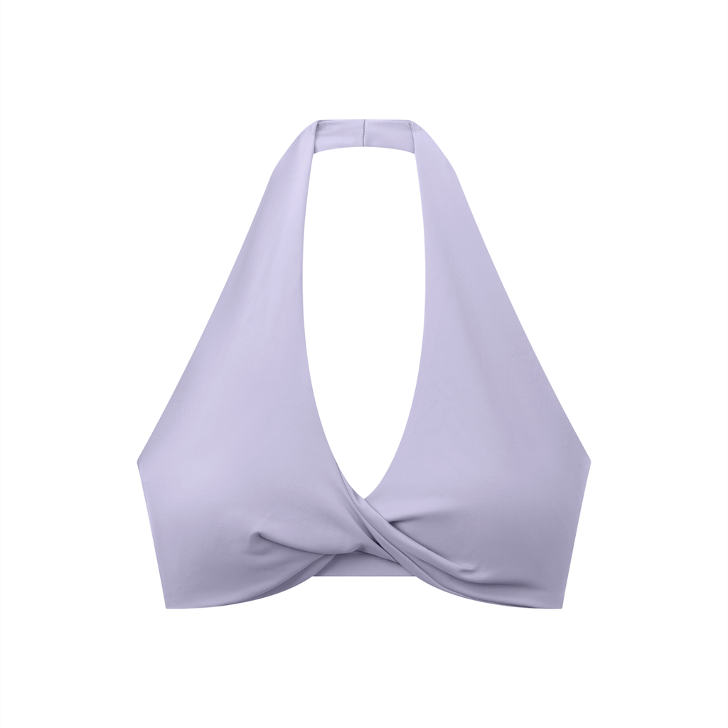 Sweet Route Women's Pleated Halter Sports Bra