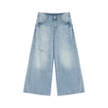 Sweet Route Women's Vintage Wash Distressed Wide Leg Jeans
