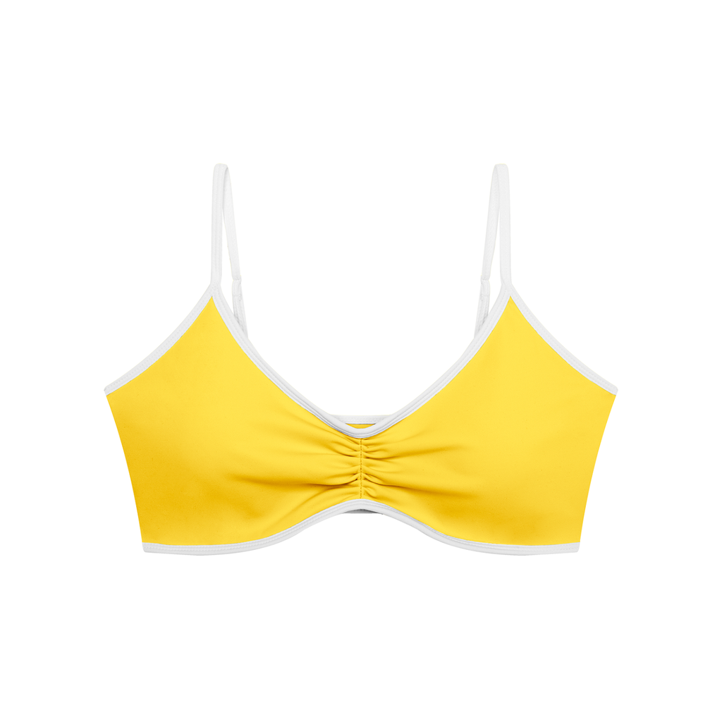 Sweet Route Women's Color Block Ruched V-Neck Sports Bra