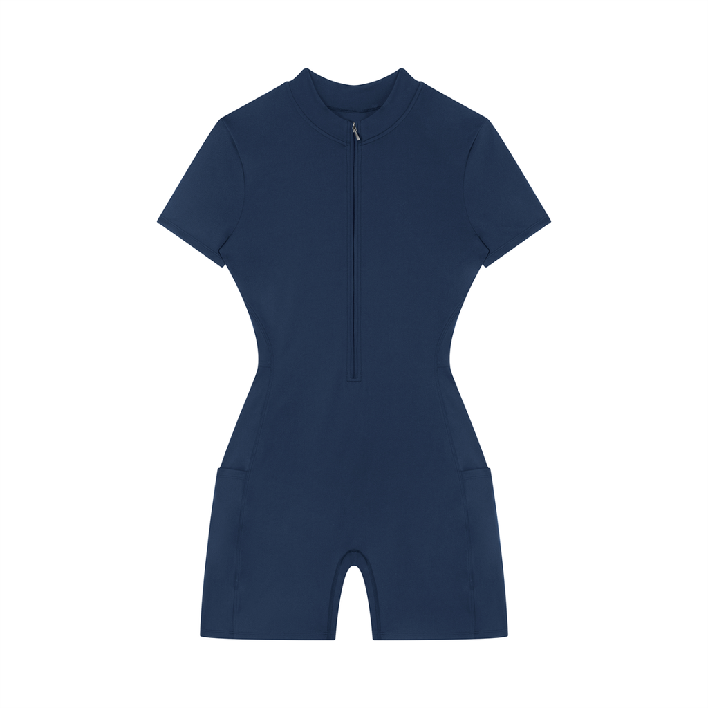 Women's Quarter-Zip Short Sleeve Romper