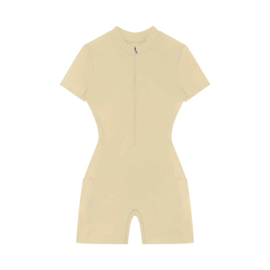 Women's Quarter-Zip Short Sleeve Romper