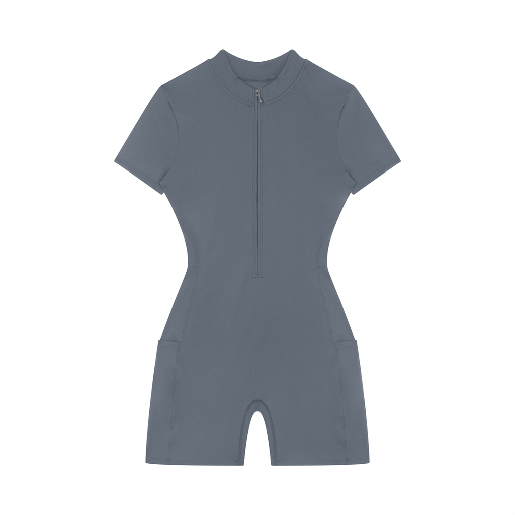 Women's Quarter-Zip Short Sleeve Romper