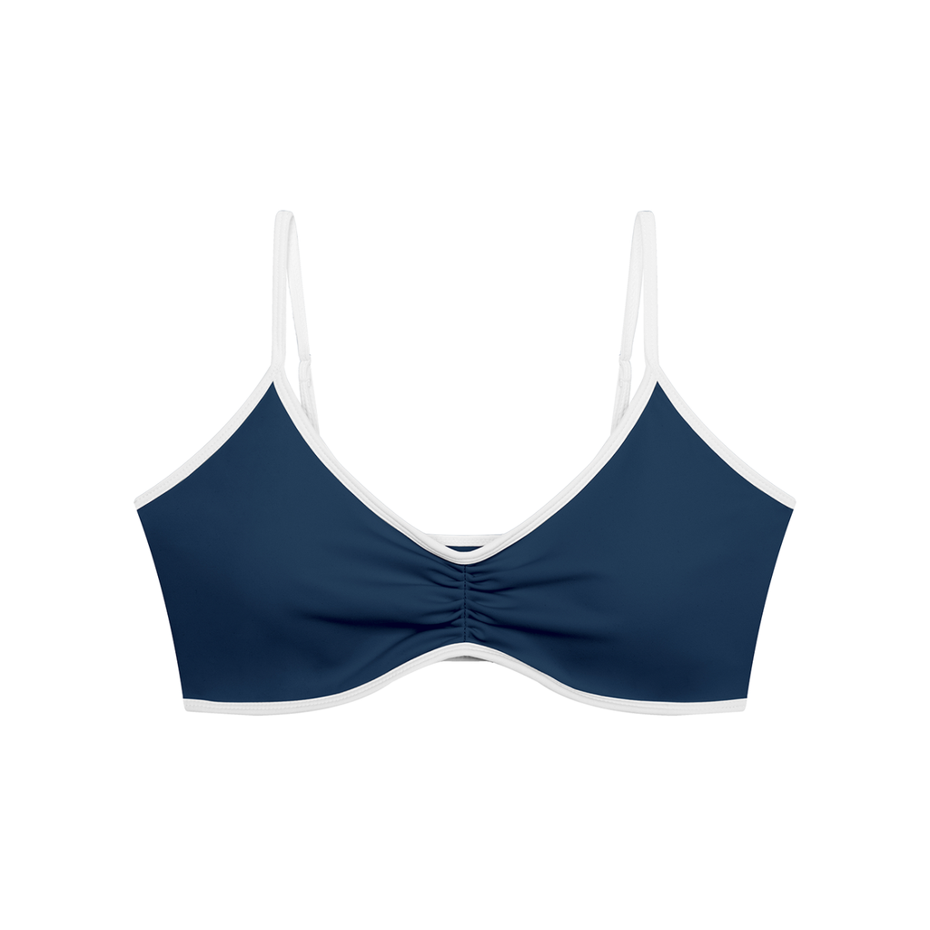 Sweet Route Women's Color Block Ruched V-Neck Sports Bra